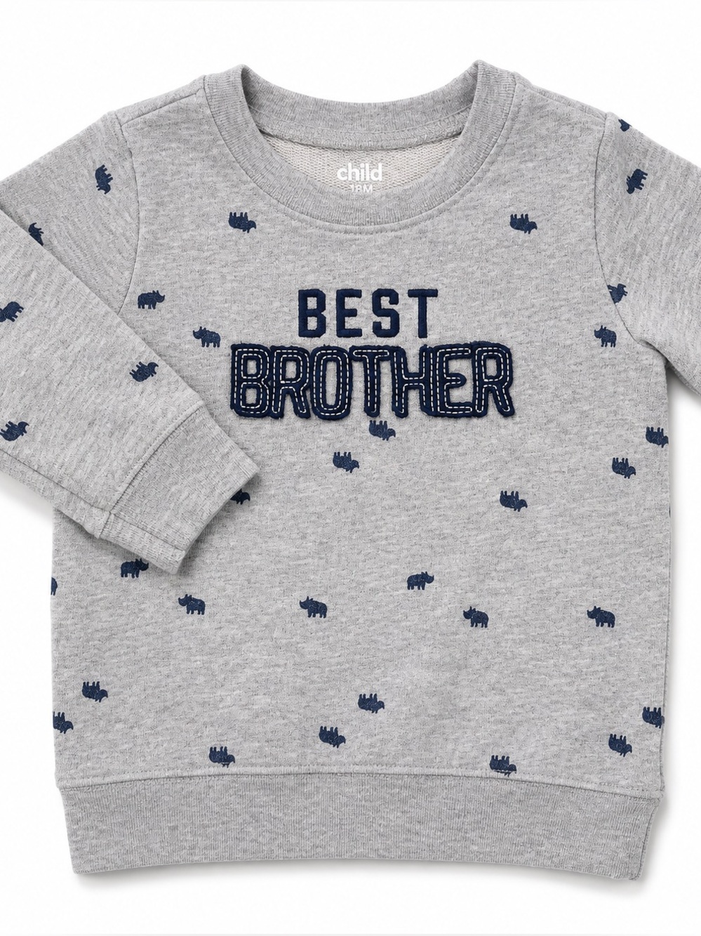 child of mine Grey Sweatshirt with Navy "BEST BROTHER" Appliqué